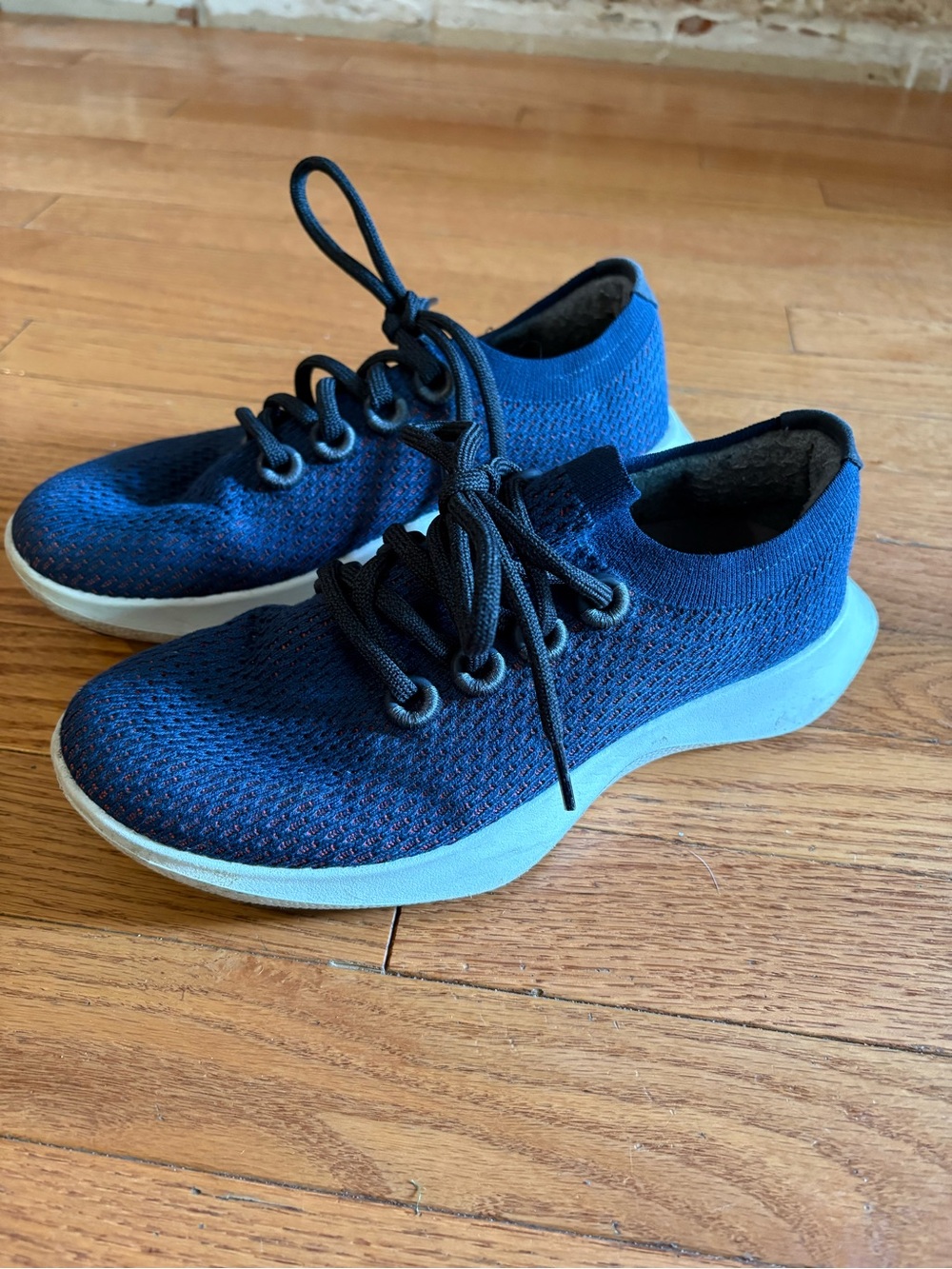 allbirds Women's Navy Knit Athletic Sneakers with Light Blue Sole